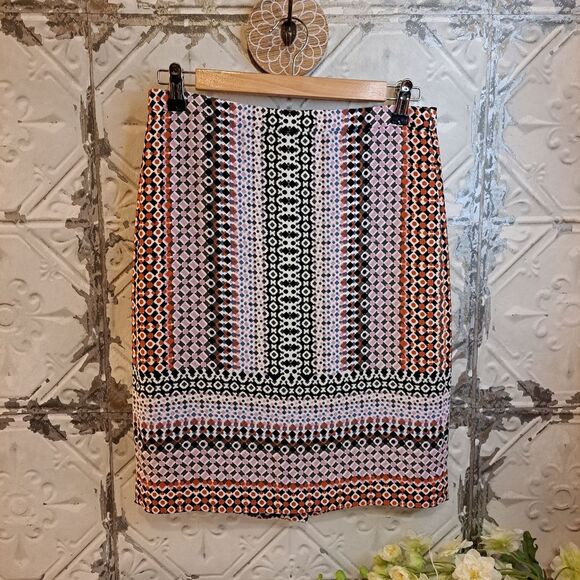 Vintage J.Crew Geometric Print Boho Pencil Skirt Business/Career Core Size 2/XS - Picture 12 of 12